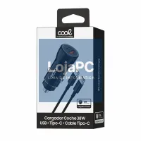 Car Charger Type C Cable (2 x USB + Type-C) COOL 38W Kit 2 in 1 Black — imagem 3