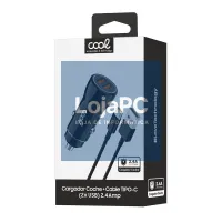 Car Charger Type C Cable (2 x Usb) COOL 2.4A Kit 2 in 1 Black — imagem 3