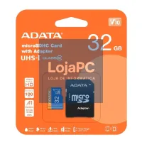 ADATA MicroSDHC 32GB UHS-I CLASS10 c/adapt — imagem 1