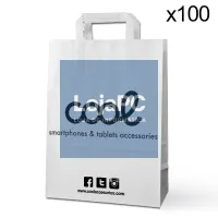 Pack 100 White PAPER Bags COOL (23.5 x 18 cm) — imagem 1