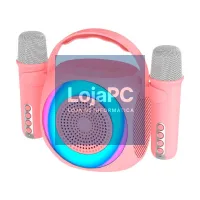 Universal Bluetooth Music Speaker 6W COOL Mini Karaoke Party + 2 Microphones Pink — imagem 1