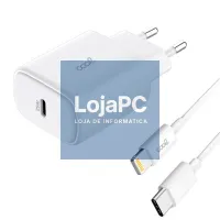 Universal Fast Charger Network Charger (PD) Type-C COOL (25W) White + Type-C to Lightning Cable — imagem 1