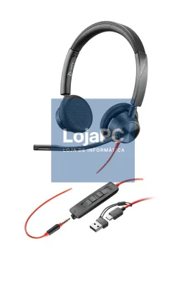 HP Poly Blackwire 3325 Stereo Microsoft Teams Certified USB-C Headset +3.5mm Plug +USB-C/A Adapter