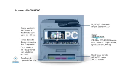 EPSON WorkForce Pro EM-C800RDWF MFP colour inkjet A4 25ppm Print 330sheets USB LAN Wi-Fi