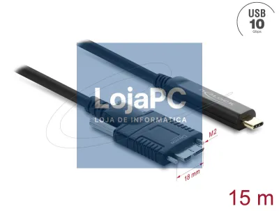 Cabo de extensão Delock Active USB 10 Gbps USB Type-C 3 m Preto