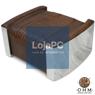 Foot Rest Aviator Tan Brown Leather and Metal Silver