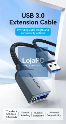 Extension cable USB 3.0 Type-A male to Type-A female 1.5 m Preto