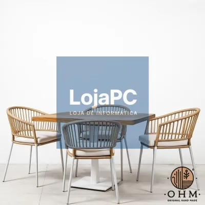 Conjunto de Mesa Areia Branca (1 Mesa + 4 Cadeiras)