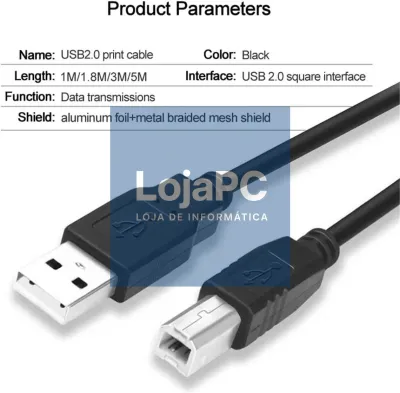 Cable USB 2.0 Type-A male / USB 2.0 Type-B male 3.0 m Preto