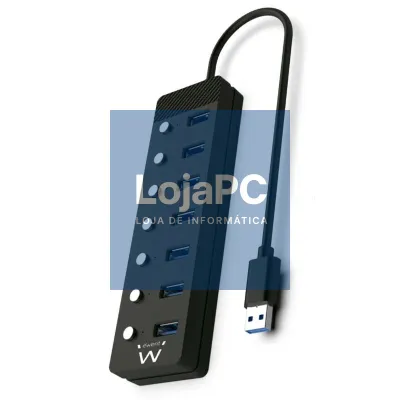 EWENT Hub usb-usb-c 7 ptos interruptor c/alimen.