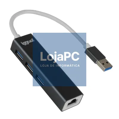 iggual Hub USB-A 3 portas USB 3.0 + RJ45 Gigabit