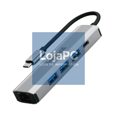 iggual Hub tipo C 5 portas 3xUSB + RJ45 + tipo C
