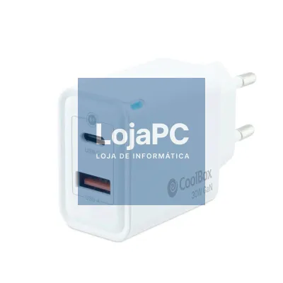 Coolbox Carregador Gan 30W USB-C/USB-A PAREDE