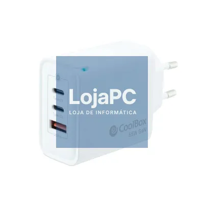 Coolbox Carregador Parede GAN 65W USB-C/USB-C/USB-A