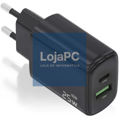 Aisens Carregador GaN 25W USB-C PD 3.0 USB-A QC3.0