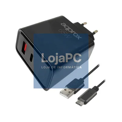 APPROX CARREGADOR 65W QC 1 X USB A+ 1 X USB C+CABO