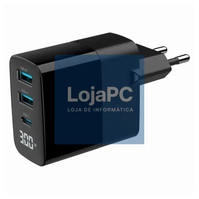 Gembird Carregador rápido3 USB GaN, 30 W LCD