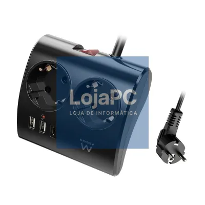 EWENT EW3871 Extensão 2 Shucko 2 Usb-A 1 Usb-C Neg