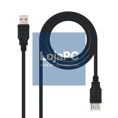 Nanocable Cabo USB 2.0, tipo A/M-A/H, Preto, 3m