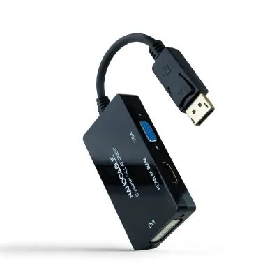 Nanocable Conversor DP a HDMI/DVI/VGA Preto 20 cm