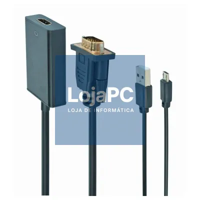 Gembird Cabo adaptador VGA a HDMI, 0,15 m, preto