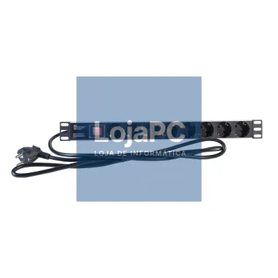 2LAN Extensão 19" 8 Schukos Interruptor