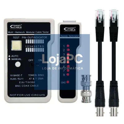 Nanocable Testeador cabo RJ11/RJ12/RJ45, coaxial