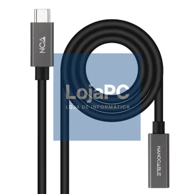 Nanocable Cabo USB 3.2 Gen2 USB-C M/H 0,5 M Preto