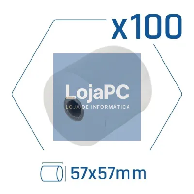 Pack 100 rollos papel térmico sem BPA 57X57mm