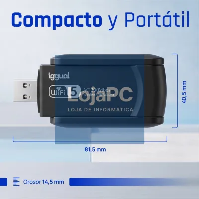iggual Adaptador USB Wifi 1300 Mbps dual 2.4G/5G