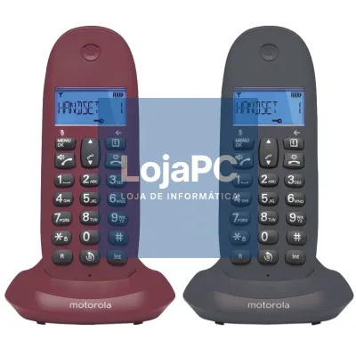 MOTOROLA C1002 LB+ Telefone DECT DUO Cinzento-Granate
