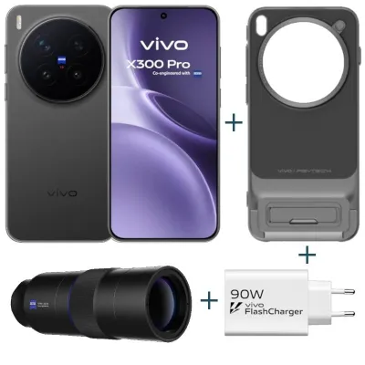 VIVO X300 Pro Black + capa + Teleobjetivo + ch90w