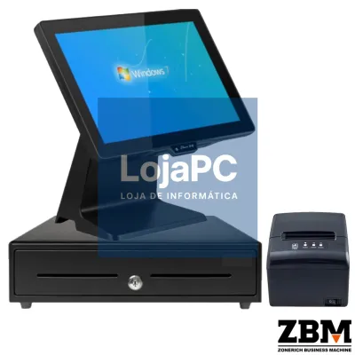 Pack - POS ZQ-T9656 Intel J6412 / DDR4 8GB / SSD 120GB / Touch 15,6" / Impressora TP80NC-M USB/ LAN / Gaveta Dinheiro C410F / W11 PRO