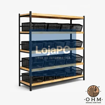 Estante Industrial com Cestos Metálicos 150x45x215 CM