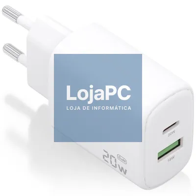 Carregador de parede GaN Aisens A110-0909/ 1xUSB Tipo-C/ 1xUSB/ 20W/ Branco