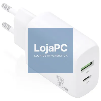 Carregador de parede GaN Aisens A110-0923/ 1xUSB Tipo-C/ 1xUSB/ 30W/ Branco