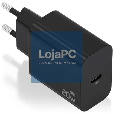 Carregador de parede GaN Aisens A110-0939/ 1xUSB Tipo-C/ 20W/ Preto