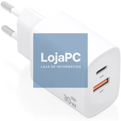Carregador de parede GaN Aisens A110-0952/ 1xUSB Tipo-C/ 1xUSB/ 30W/ Branco