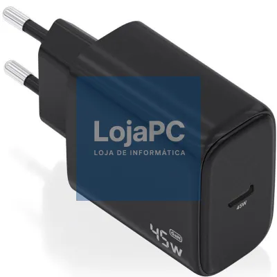 Carregador de parede GaN Aisens A110-0970/ 1xUSB Tipo-C/ 45W/ Preto