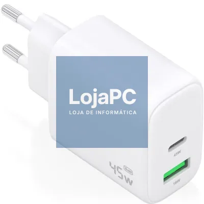 Carregador de parede GaN Aisens A110-0971/ 1xUSB Tipo-C/ 1xUSB/ 45W/ Branco
