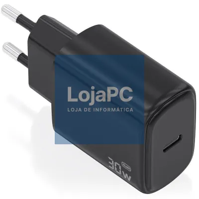 Carregador de parede GaN Aisens A110-0976/ 1xUSB Tipo-C/ 30W/ Preto