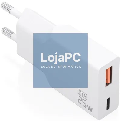 Carregador de parede GaN Aisens A110-1000/ 1xUSB Tipo-C/ 1xUSB/ 25W/ Branco