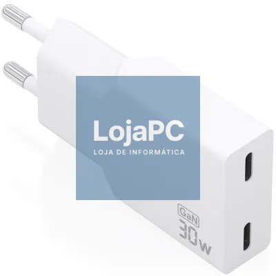 Carregador de parede GaN Aisens A110-1003/ 2xUSB Tipo-C/ 30W/ Branco