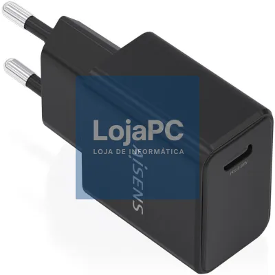 Carregador de parede GaN Aisens A110-1024/ 1xUSB Tipo-C/ 20W/ Preto