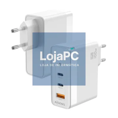 Carregador de parede GaN Aisens ASCH-100W3P008-W/ 2xUSB Tipo-C/ 1x USB/ 100W