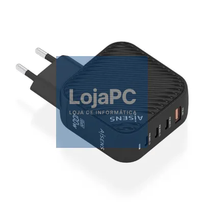 Carregador de parede GaN Aisens ASCH-100W4P029-BK/ 3xUSB Tipo-C/ 1x USB/ 100W
