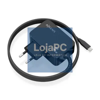 Carregador de parede GaN Aisens ASCH-1PD45WL032-BK/ 1xUSB Tipo-C + Cabo 1.8m/ 45W