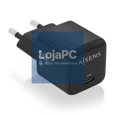 Carregador de parede GaN Aisens ASCH-25W1P013-BK/ 1xUSB Tipo-C/ 25W