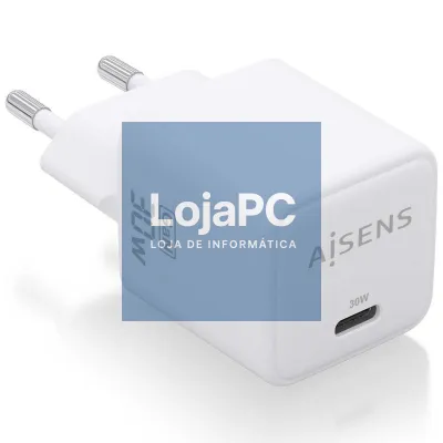 Carregador de parede GaN Aisens ASCH-30W1P035-W/ 1xUSB Tipo-C/ 30W