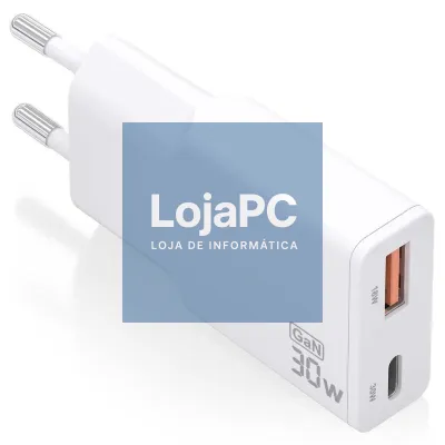 Carregador de parede GaN Aisens ASCH-30W2P046-W/ 1xUSB Tipo-C/ 1xUSB/ 30W/ Branco